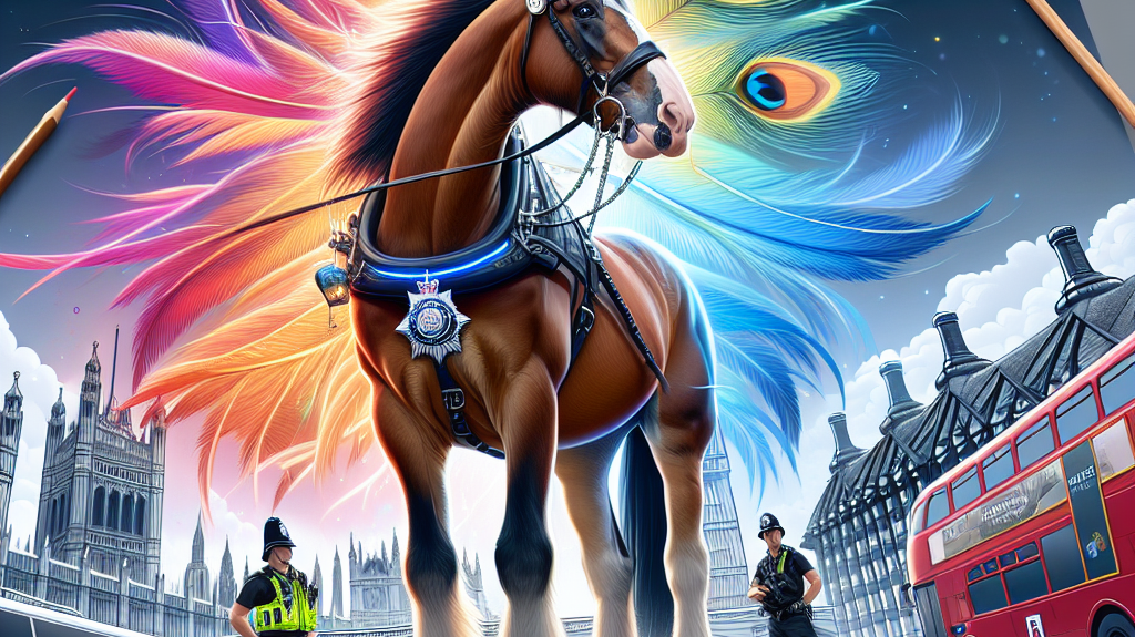 Meet Andy: The Clydesdale Police Horse With a Magical Feather that's Captivating London- just horse riders