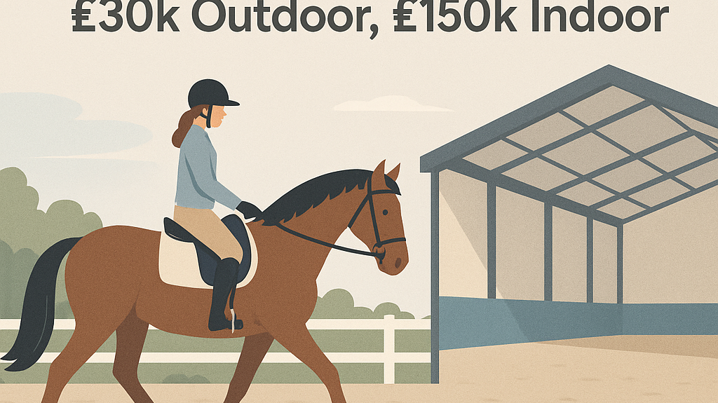 UK Riding Arena Costs 2024: £30k Outdoor, £150k Indoor- just horse riders