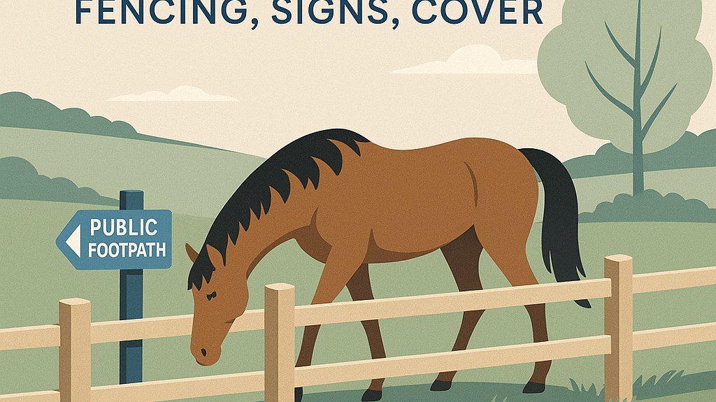 Public Footpaths In Horse Fields: Fencing, Signs, Cover- just horse riders