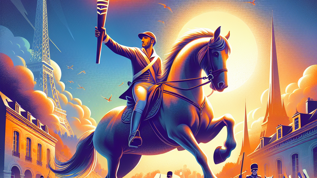Olympic Torch Relay Meets French Heritage: Thibaut Vallette's Historic Ride on Bastille Day- just horse riders