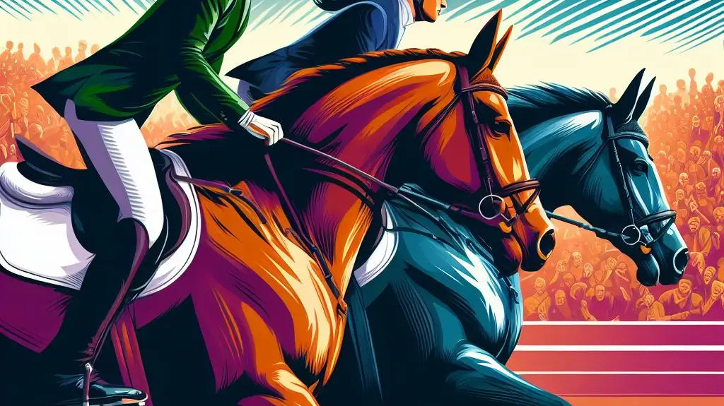 man and a woman stood with a horse cartoon - just horse riders