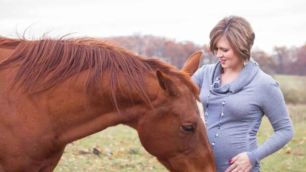 pregnant lady with horse - just horse riders
