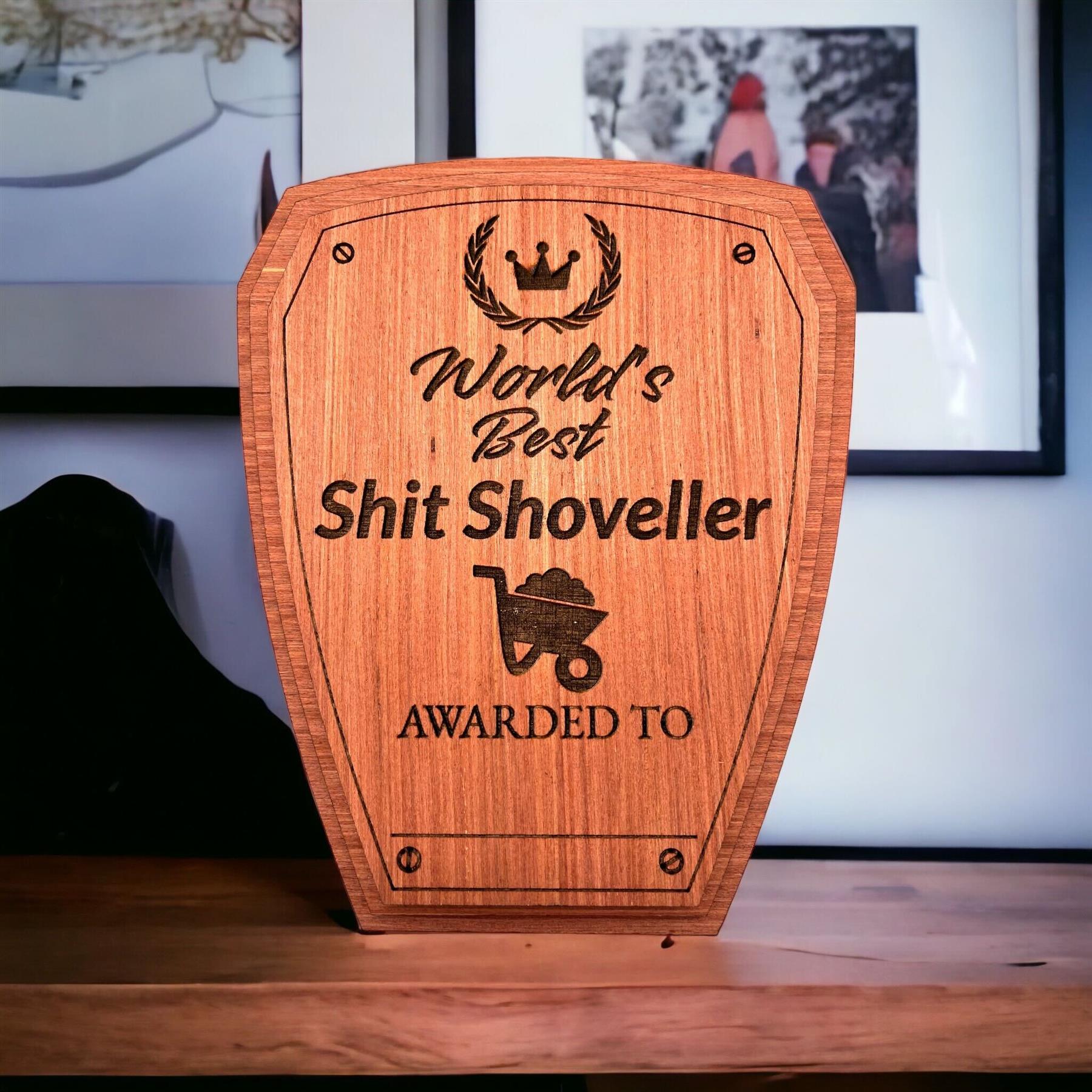 Personalised Worlds Best Horse Sh*t Shoveler Plaque Award Pony Thank you Present - Just Horse Riders