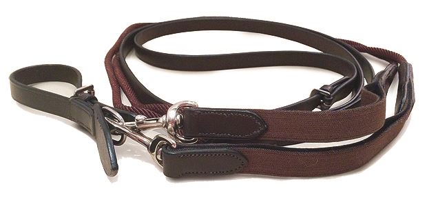 Mark Todd Leather/Rope Draw Reins with Elastic - Just Horse Riders