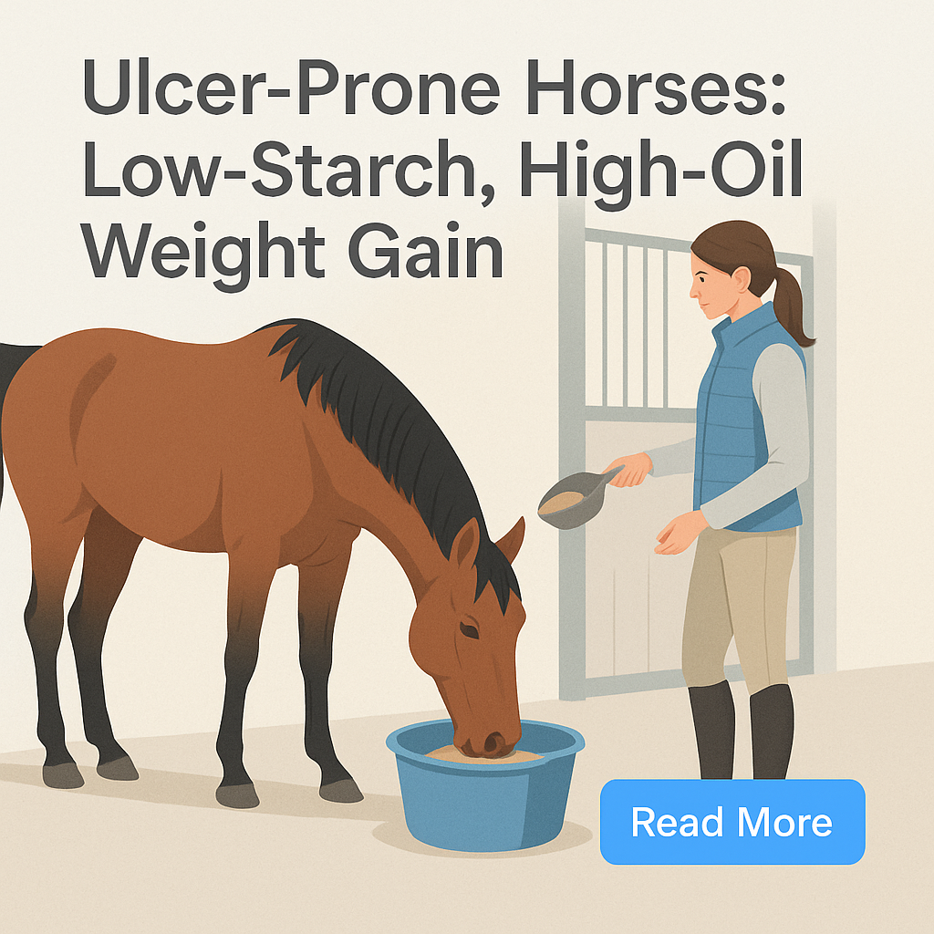 Ulcer-Prone Horses: Low-Starch, High-Oil Weight Gain- just horse riders