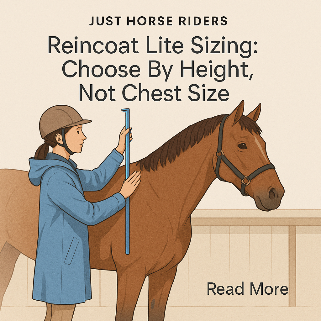 Reincoat Lite Sizing: Choose By Height, Not Chest Size- just horse riders