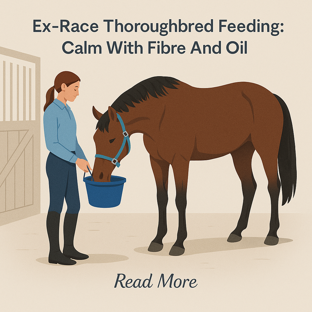 Ex-Race Thoroughbred Feeding: Calm With Fibre And Oil- just horse riders