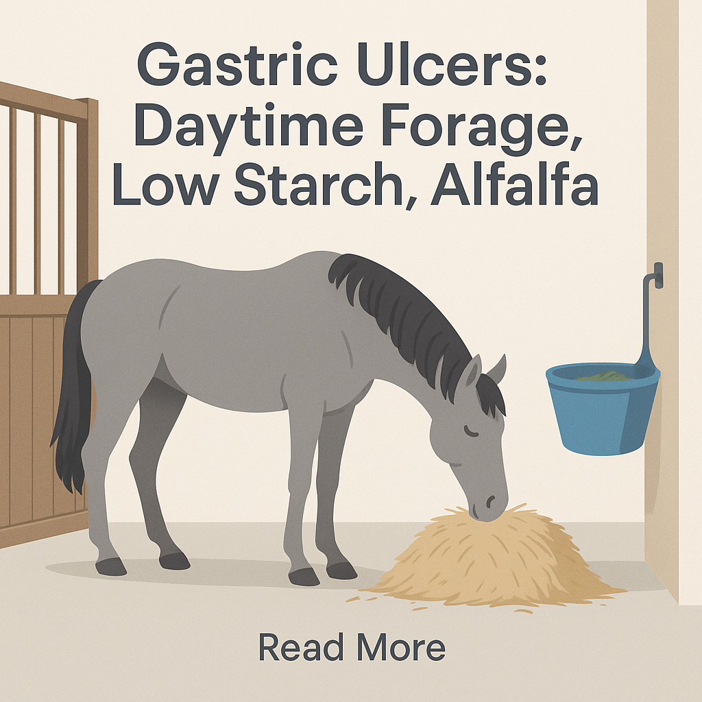 Gastric Ulcers: Daytime Forage, Low Starch, Alfalfa- just horse riders