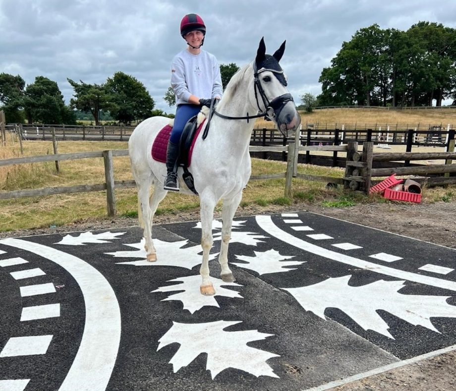 Riders prepare for new road design with innovative painted piece of tarmac