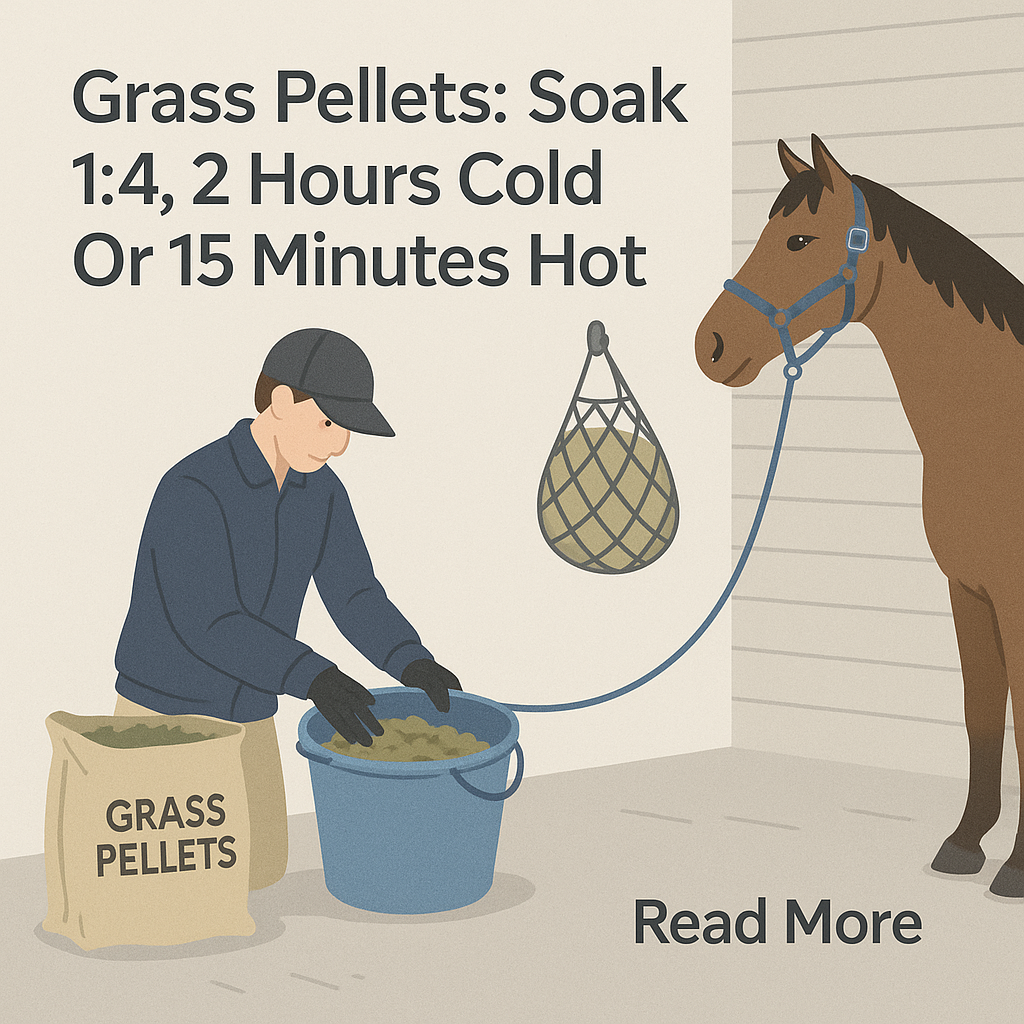 Grass Pellets: Soak 1:4, 2 Hours Cold Or 15 Minutes Hot- just horse riders