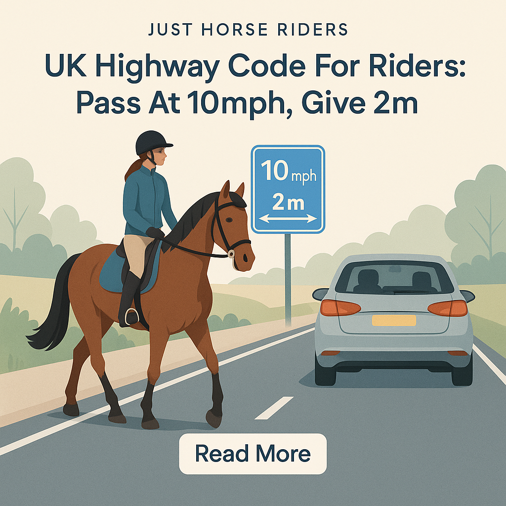UK Highway Code For Riders: Pass At 10mph, Give 2m- just horse riders
