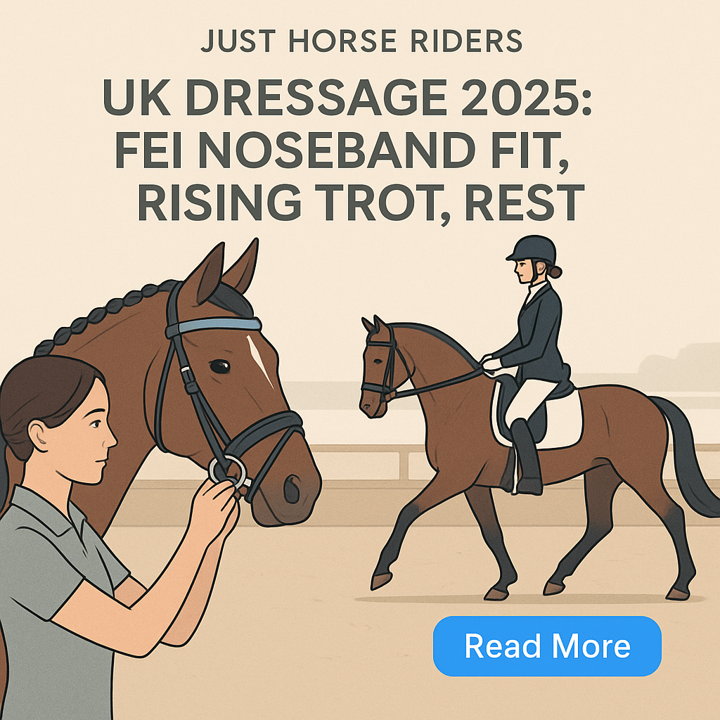 UK Dressage 2025: FEI Noseband Fit, Rising Trot, Rest- just horse riders