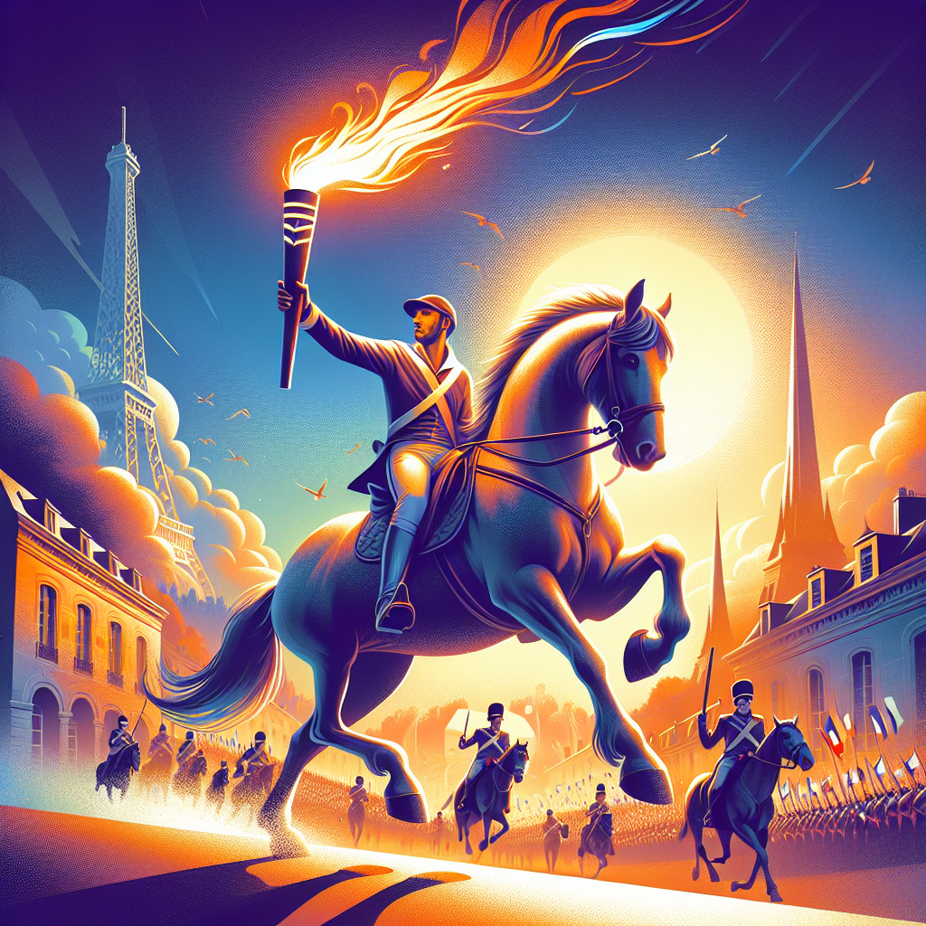 Olympic Torch Relay Meets French Heritage: Thibaut Vallette's Historic Ride on Bastille Day- just horse riders