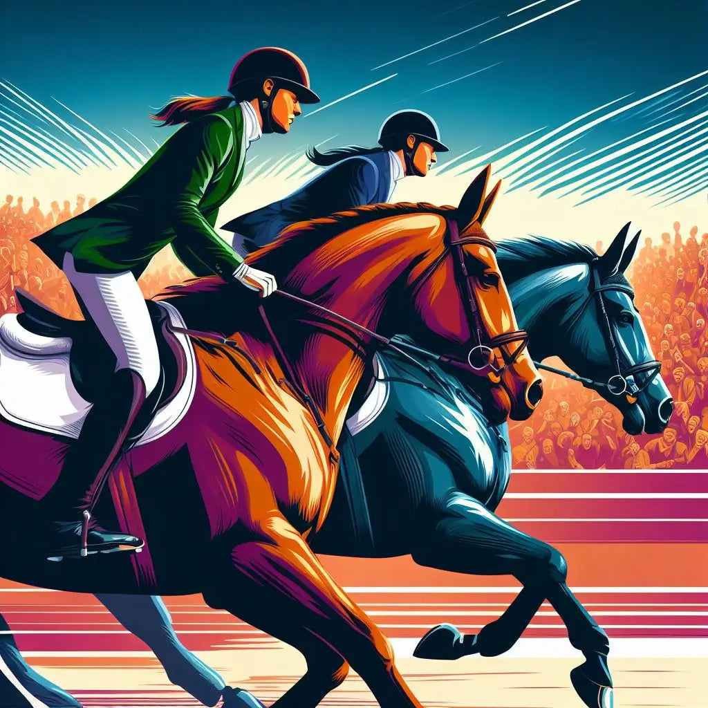 man and a woman stood with a horse cartoon - just horse riders