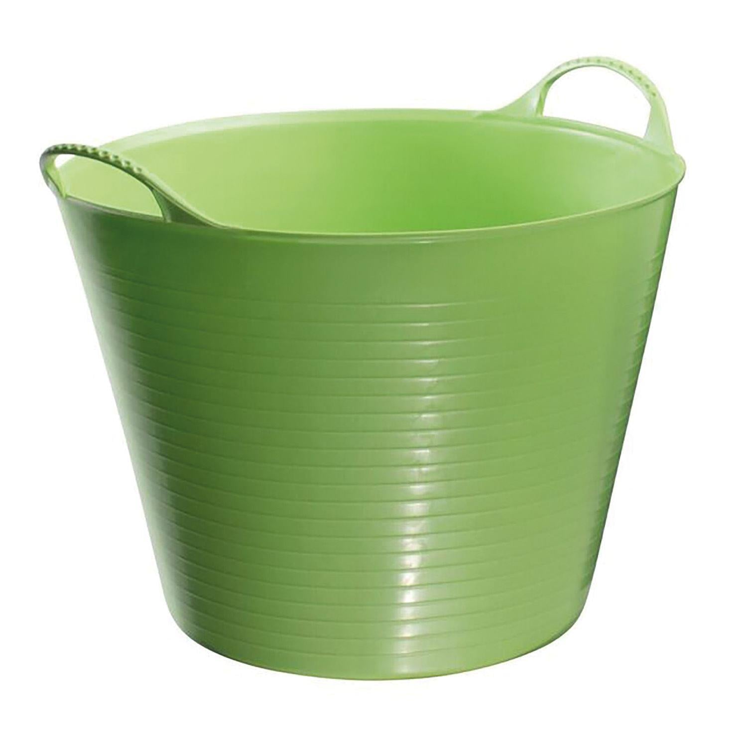 Bright green flexible rubber stable tub bucket with two handles