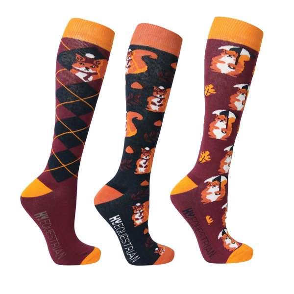 Hy Equestrian Skyla The Squirrel Socks (Pack Of 3) - Just Horse Riders