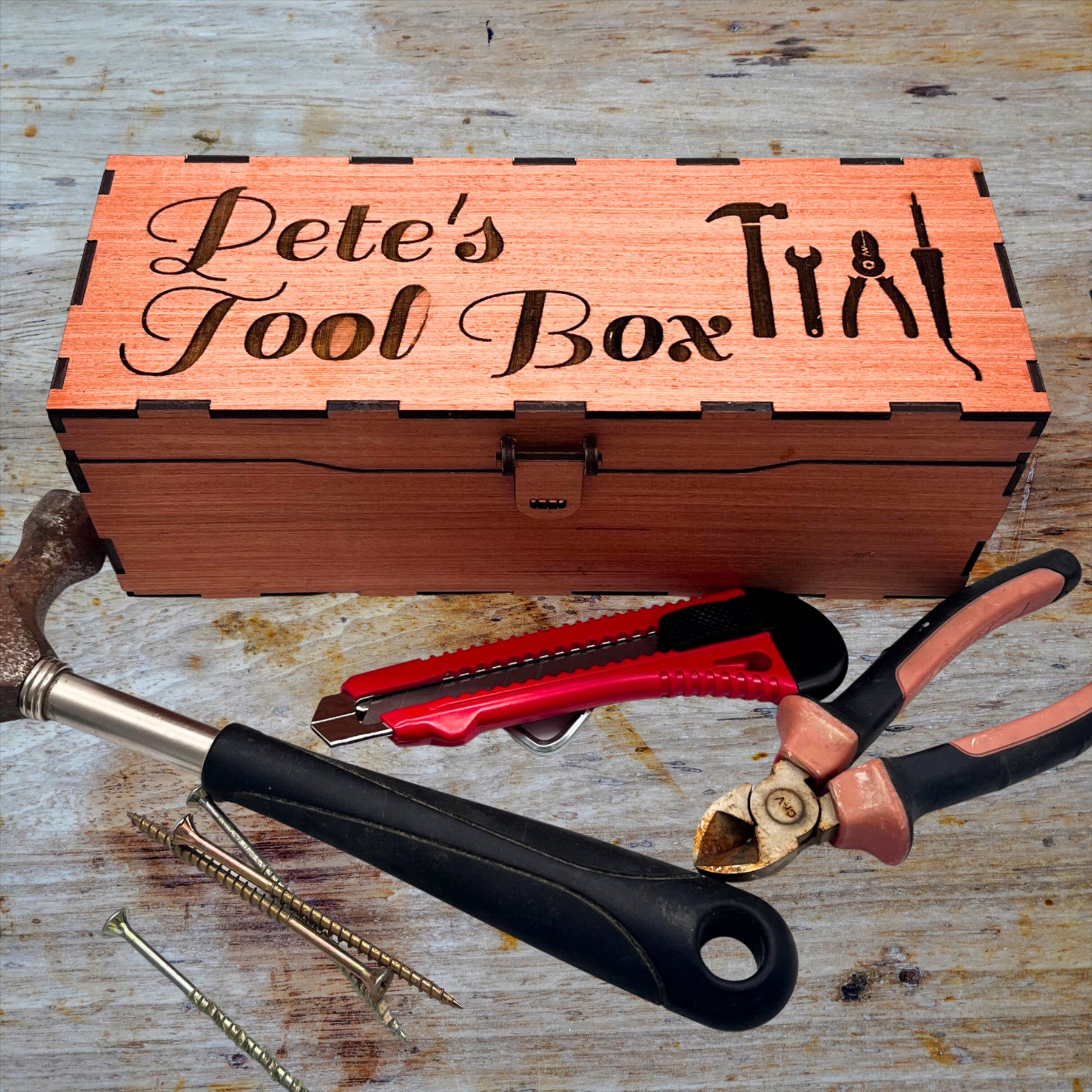 Personalised Wooden Tool Box - Self Assembly Fathers Day Birthday Dad Grandad - Just Horse Riders