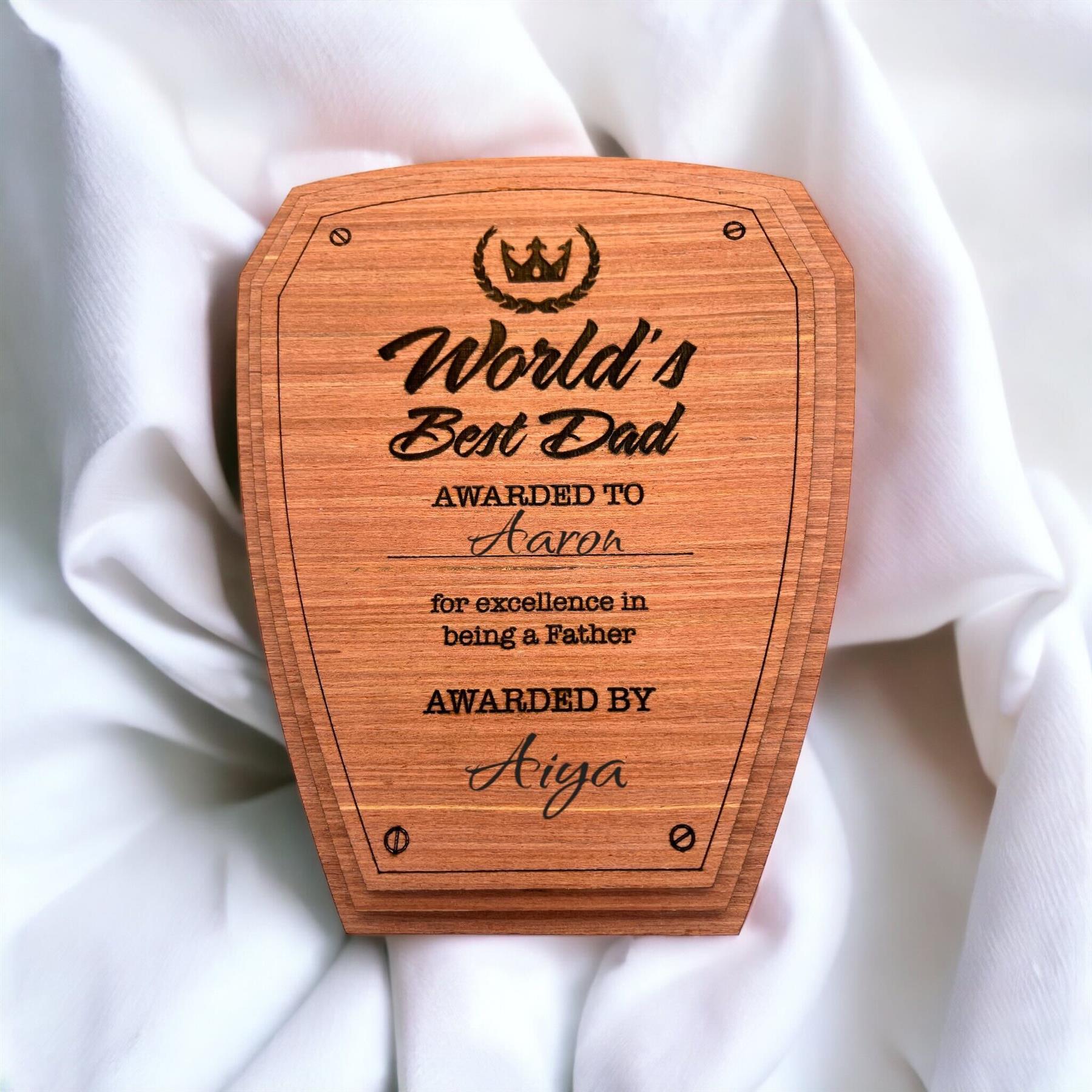 Personalised World's Best Dad Plaque Award-Father's Day Present Dad Gift - Just Horse Riders