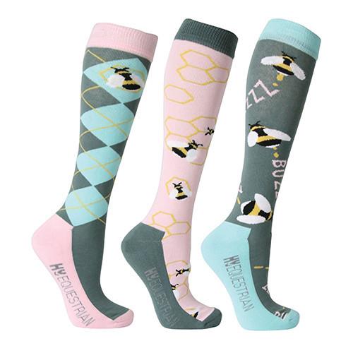 Hy Equestrian Buzzy Bee Socks (Pack Of 3) - Just Horse Riders