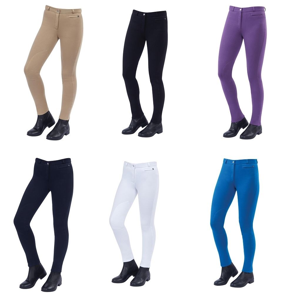 Dublin Women's Supa-Fit Knee Patch Jodhpurs - Zip-Up Riding Pants In Black, Size 36in