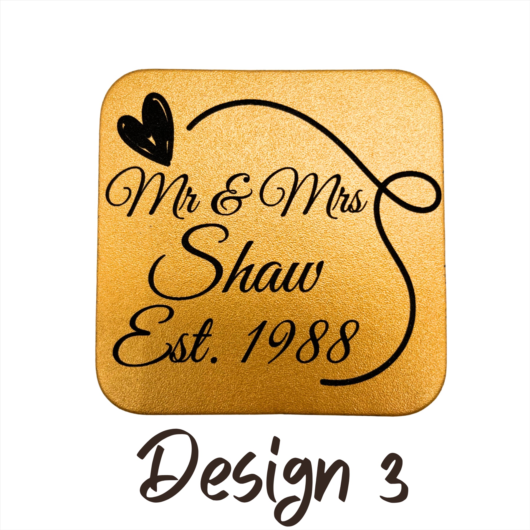 Personalised Square Leather Coasters Couple Mr&Mrs Wedding 3rd Anniversary Gift - Just Horse Riders