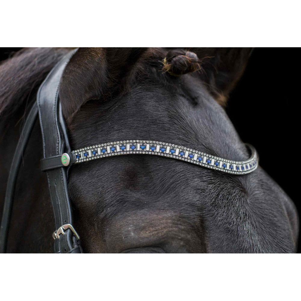 Elegant Eco Leather Sapphire Browband with Quick Release System Diamante Detail - Just Horse Riders