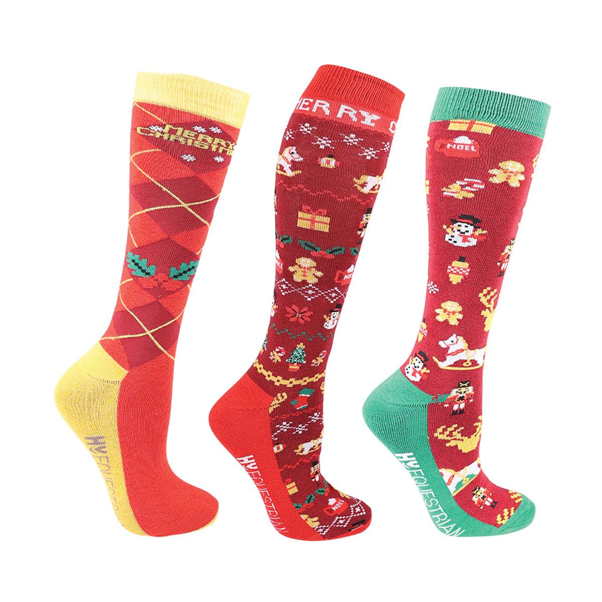 HyFASHION Christmas Cross Stitch Socks (Pack of 3) - Just Horse Riders