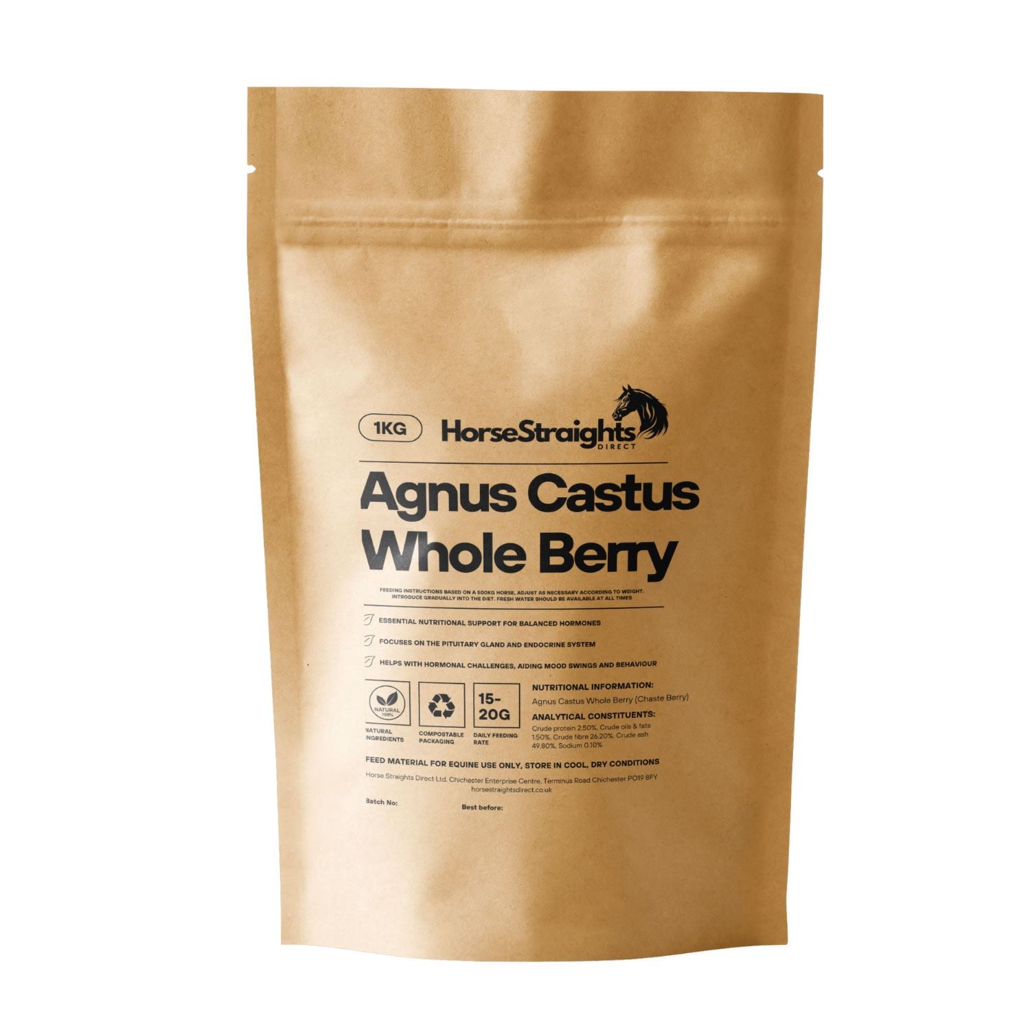 Horse Straights Direct Agnus Castus Whole Berry Supporting Hormonal Balance In Horses