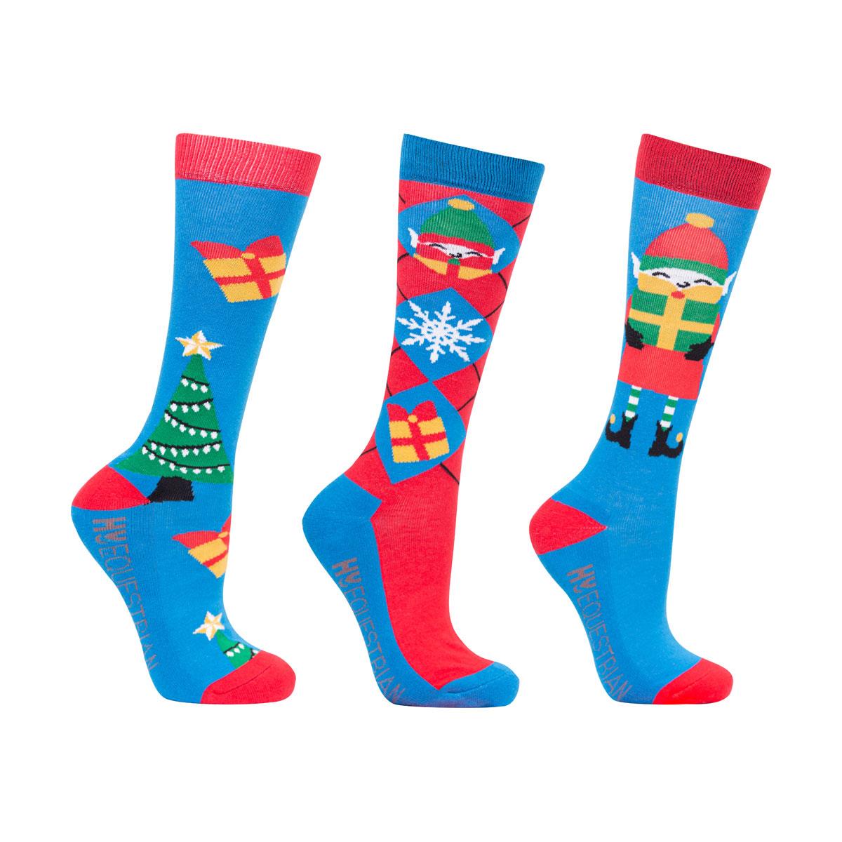 Hy Equestrian Jolly Elves Children'S Socks (Pack Of 3) - Just Horse Riders