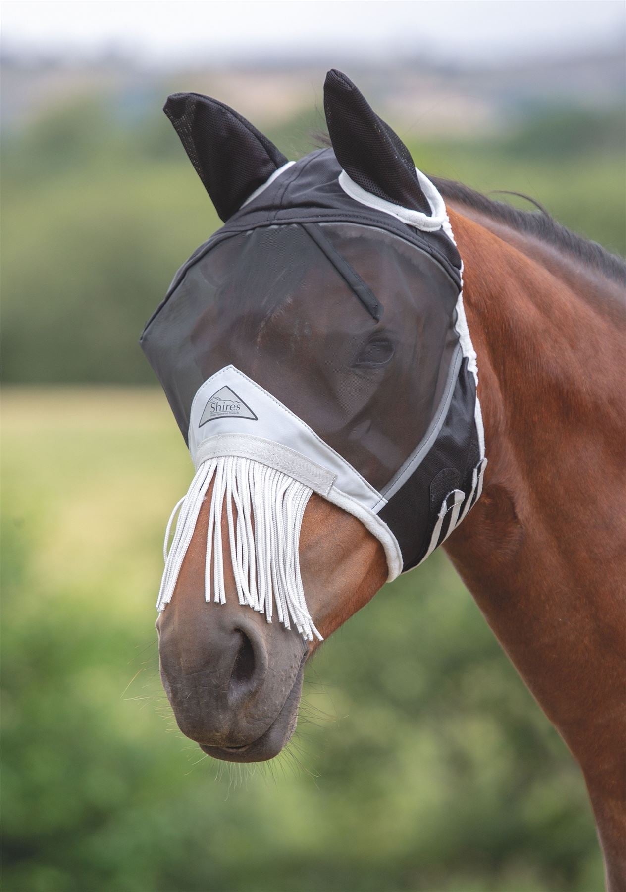 Shires Fine Mesh Fly Mask with Nose Fringe - Just Horse Riders