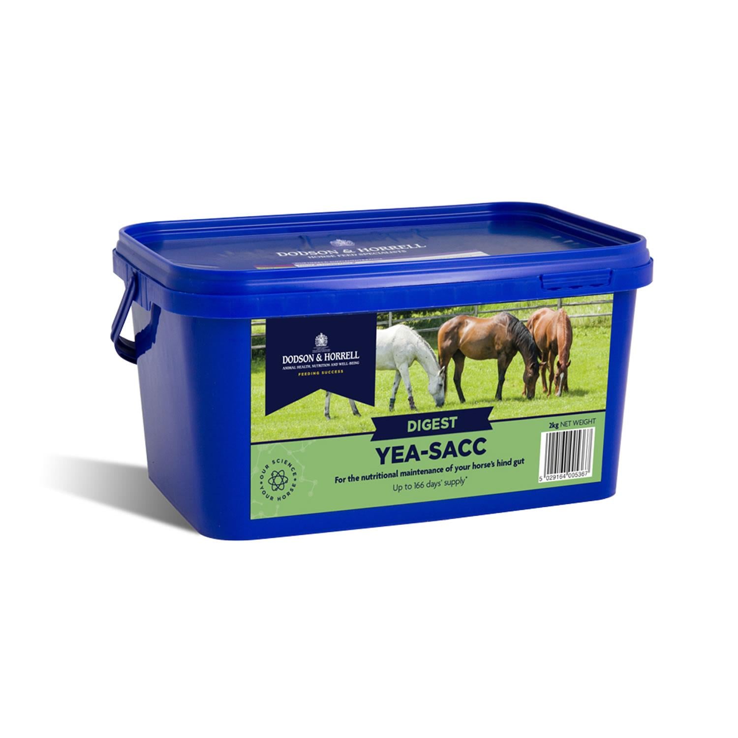 Dodson & Horrell Yea-Sacc aids in maintaining horse's hindgut health