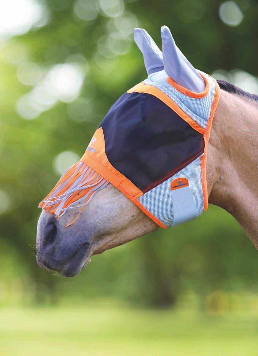 Shires Air Motion Fly Mask with Ears & Fringe - Just Horse Riders