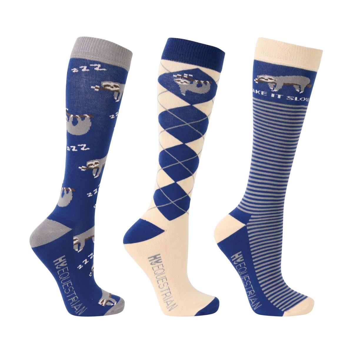 Hy Equestrian Slow Sloth Horse Riding Socks (Pack of 3) - Just Horse Riders