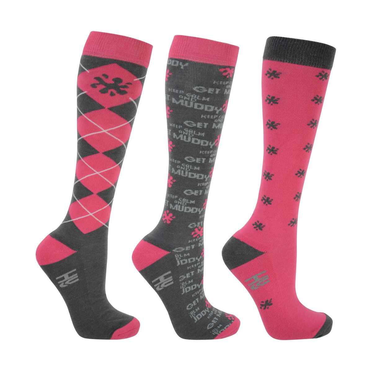 Hy Equestrian Keep Calm and Get Muddy Socks (Pack of 3) - Just Horse Riders