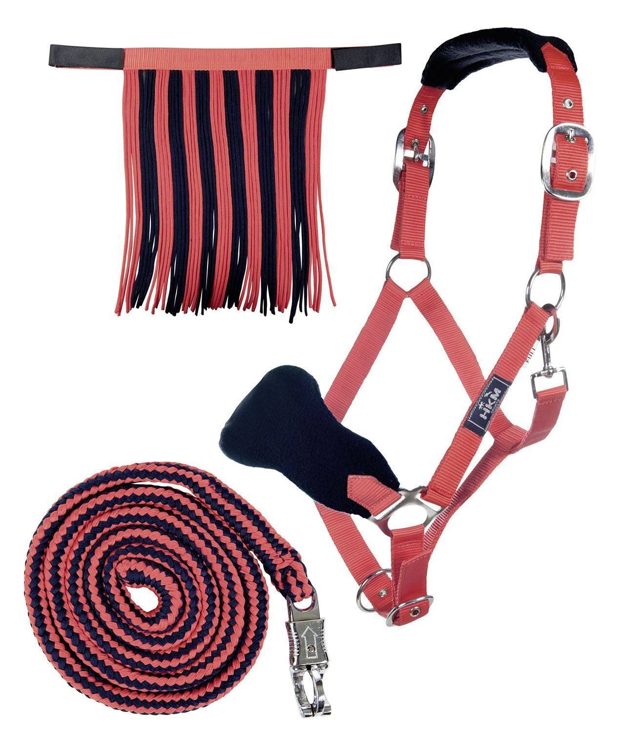 HKM Head Collar Set With Panic Hook & Fly Fringe - Just Horse Riders