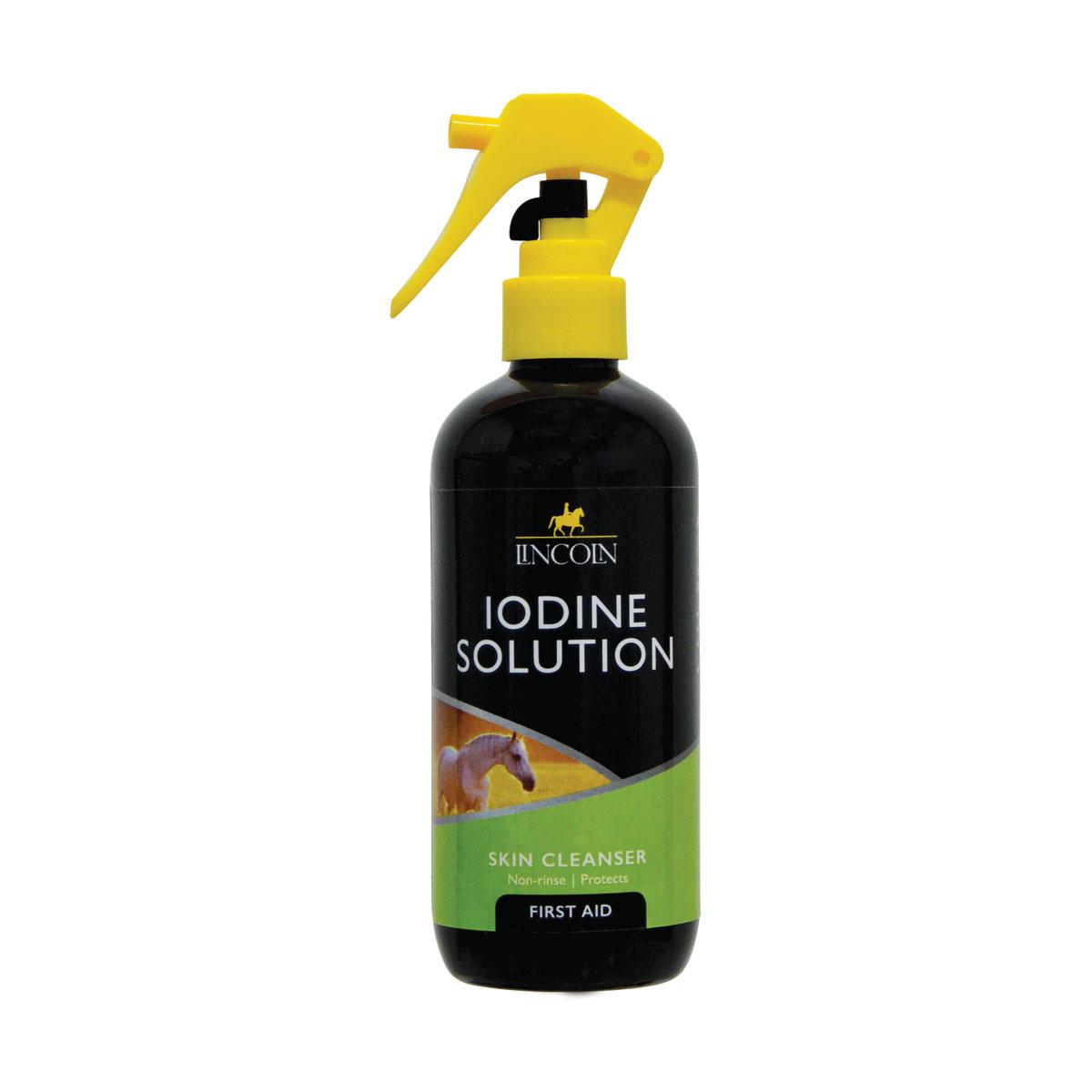 Lincoln Iodine Solution - A versatile skin cleanser for maintaining the health and cleanliness of your horse's skin, in an easy-to-apply spray pack.