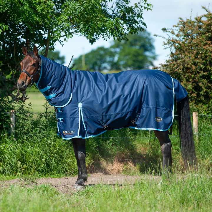 Gallop Equestrian Trojan 350 Combo Turnout in Navy with Sky Bindings