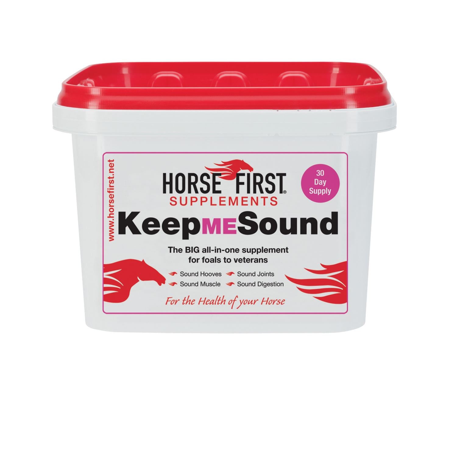 HORSE FIRST Keep Me Sound nurtures and cares for joints, hooves, coat, skin, and assists the digestive system, providing all-round help and support in a scoop.
