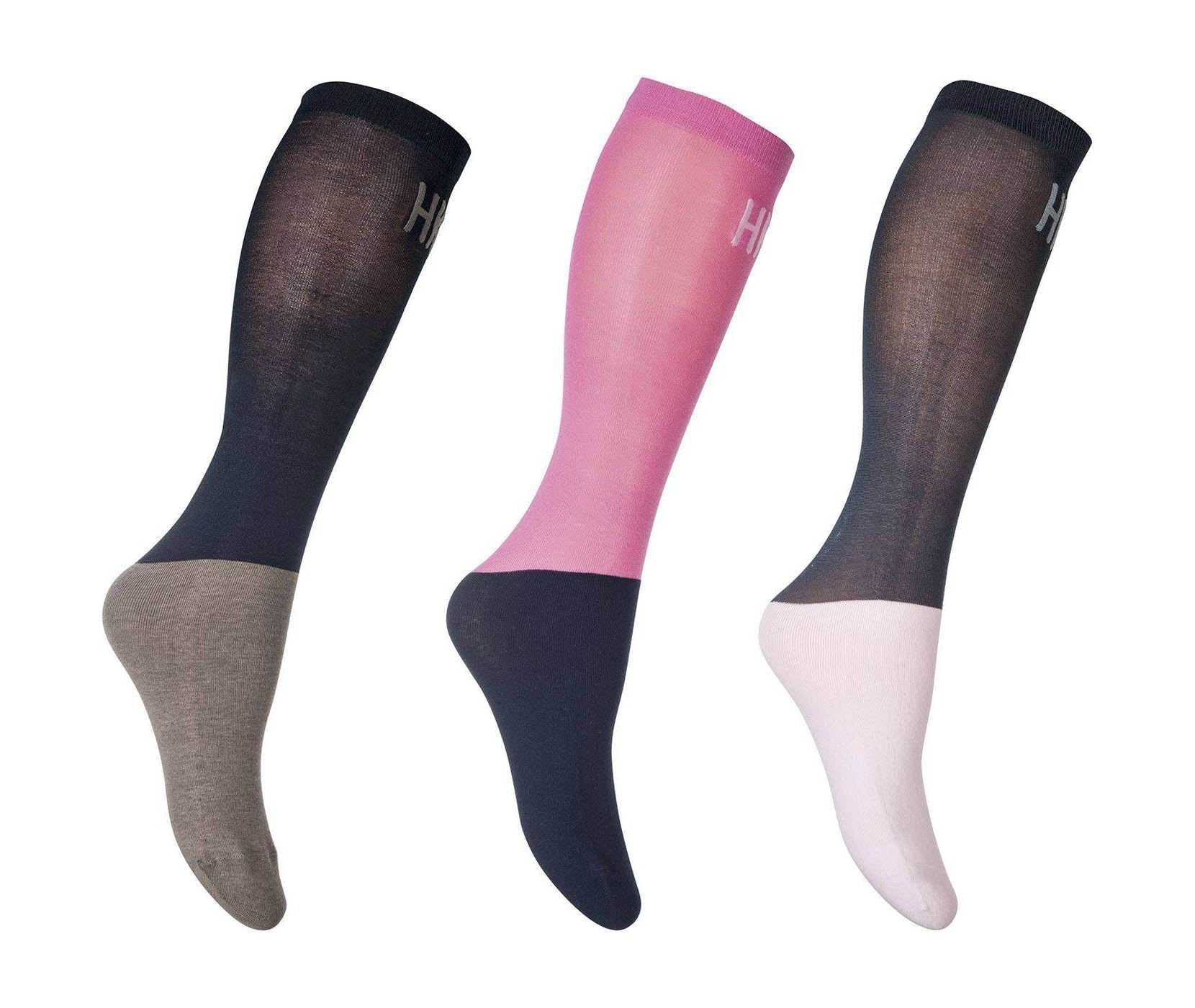 HKM Horse Riding Socks Microcotton Colour Set Of 3 - Just Horse Riders