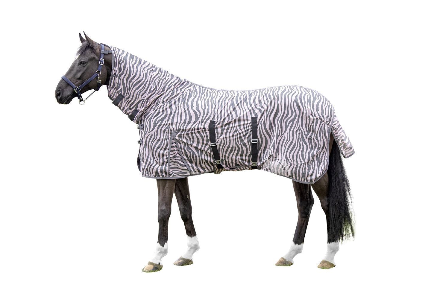 HKM Fly Rug With Neck Zebra Rose - Just Horse Riders