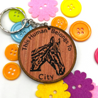 Personalised Photo Keyring This Human Belongs To HORSE EDITION - Horse Lovers Gift Your Photo On A Keyring Equestrian Horsey Gift - Just Horse Riders