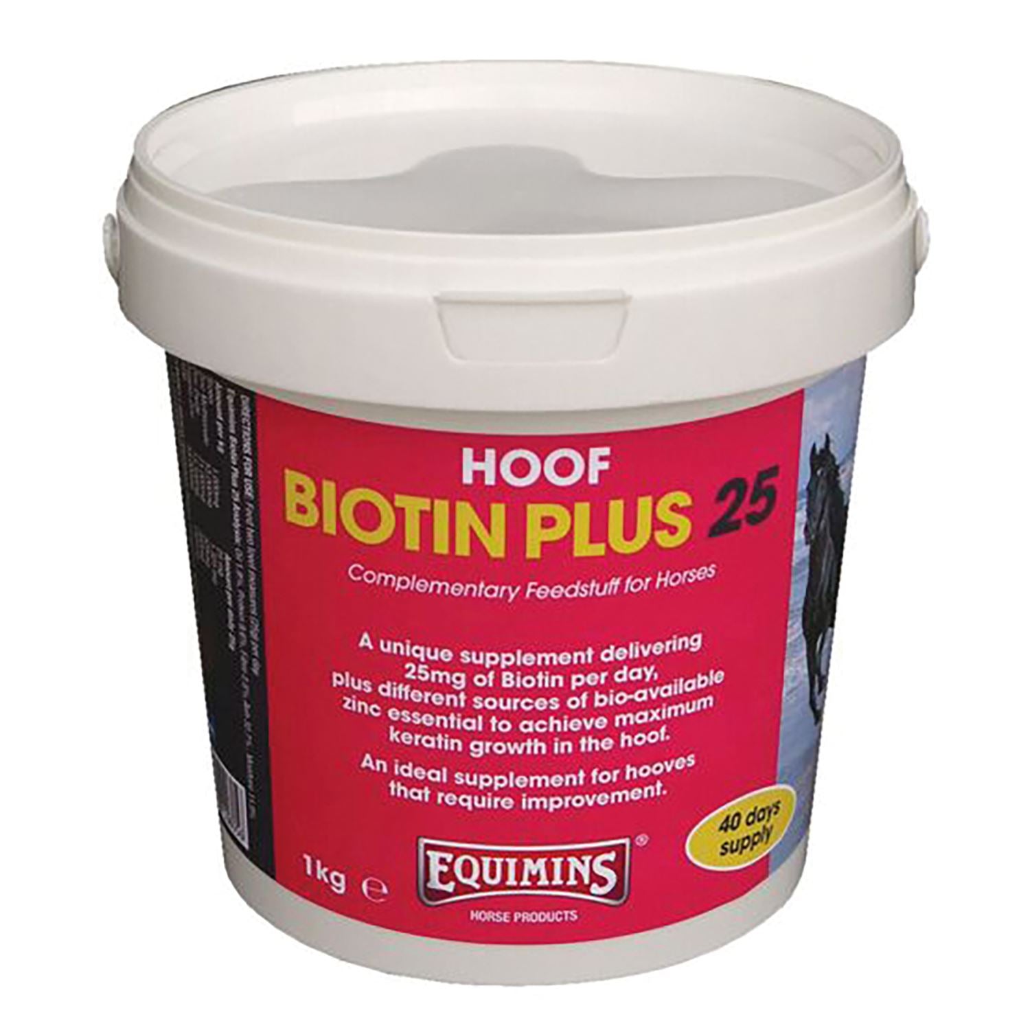 EQUIMINS BIOTIN PLUS 25 offers enhanced levels of biotin for your horse's hoof health.