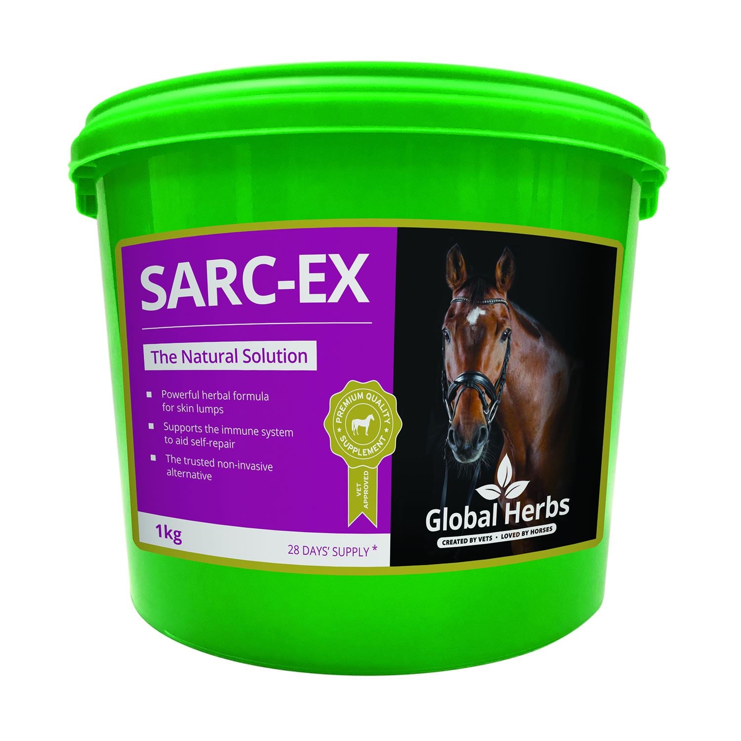 Global Herbs Sarc-Ex - herbal remedy for horse skin lumps and immune system support.