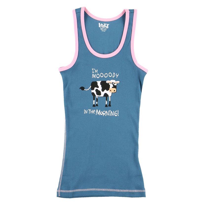 LazyOne Womens Mooody in the Morning PJ Tank Top - Just Horse Riders