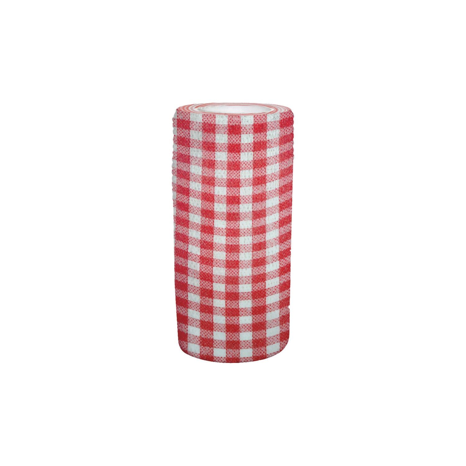Perry Equestrian 100mm x 4.5m Cohesive Bandage (Red Check) - Just Horse Riders
